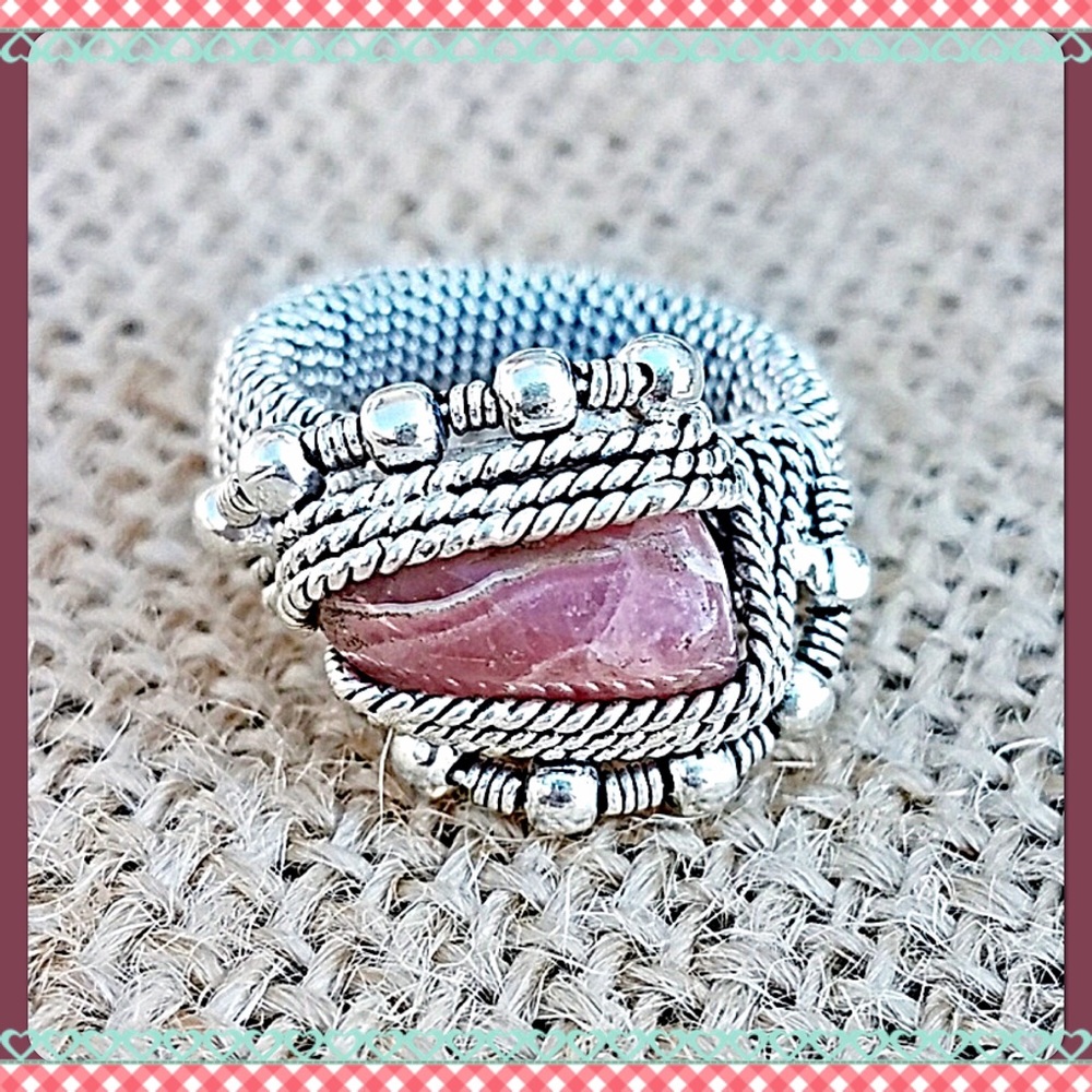 ✨ HP✨Rhodochrosite & 925 Sterling Silver Ring✨